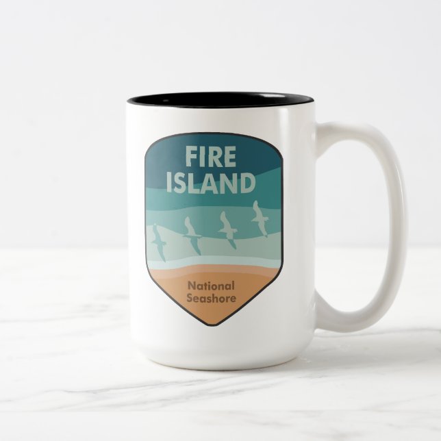 Fire Island National Seashore New York Seagulls Two-Tone Coffee Mug (Right)