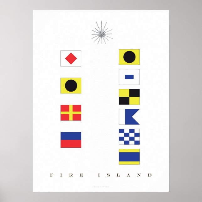 Fire Island Nautical Flag Art Poster (Front)