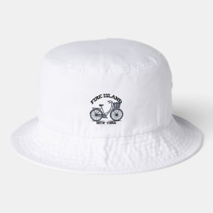 Fire Island New York Blue Bicycle Vintage Stamp Bucket Hat