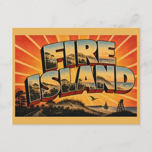 Fire Island New York Dunes Maritime Forest Art Postcard