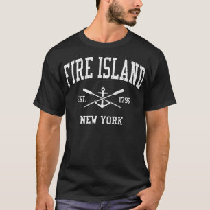 Fire Island NY Vintage Crossed Oars Boat Anchor Sp T-Shirt