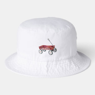 Fire Island Red Wagon Watercolor Beach Vacation Bucket Hat