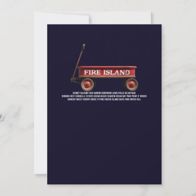 Fire Island retro red wagon beach summer vacation  Invitation (Front)