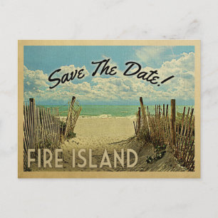 Fire Island Save The Date Vintage Beach Nautical Announcement Postcard