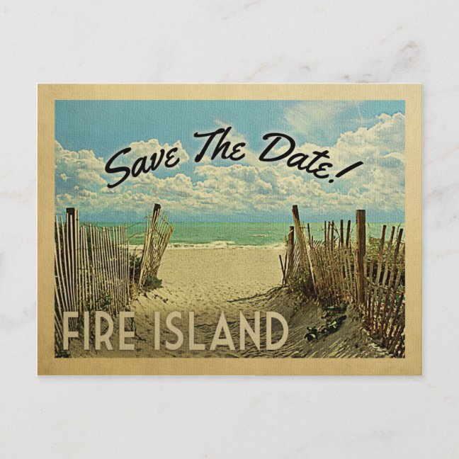 Fire Island Save The Date Postcards – Vintage Beach Announcement