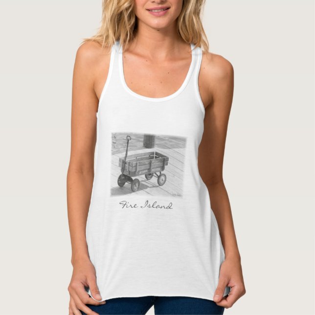 'Fire Island Wagon' Ladies' Racerback Tank Top (Front)