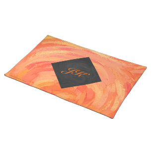 Fire Lake Orange and Black Monogram Cloth Placemat