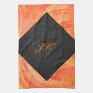 Fire Lake Orange and Black Monogram Towel