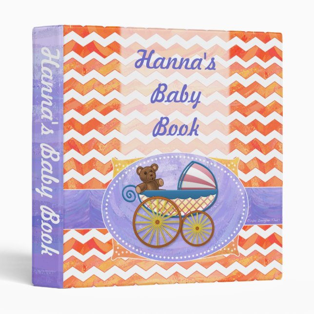 Fire Lake Orange Chevron Baby 3 Ring Binder (Front/Spine)