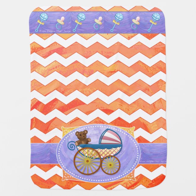 Fire Lake Orange Chevron Baby Swaddle Blanket (Front)