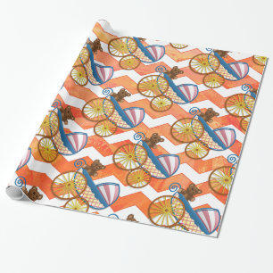 Fire Lake Orange Chevron Baby Wrapping Paper