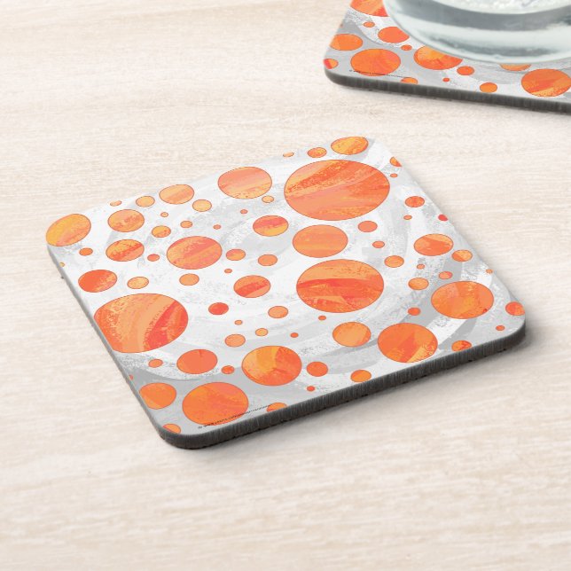Fire Lake Orange Polka Dot Pattern Drink Coaster (Left Side)