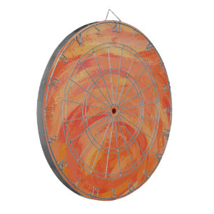 Fire Lake Orange Swirl Dartboard With Darts