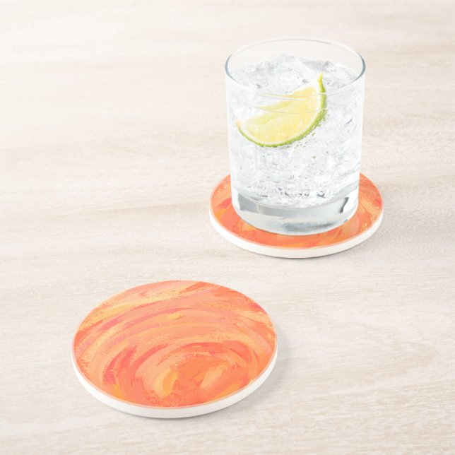 Fire Lake Orange Swirl Drink Coaster (Side)