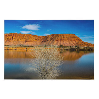 Fire Lake Vista Faux Canvas Print