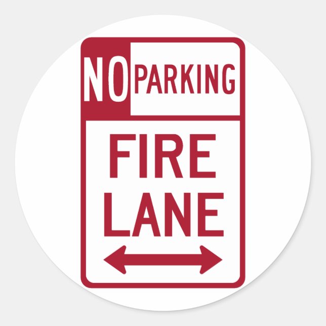 Fire Lane No Parking Sign Classic Round Sticker (Front)