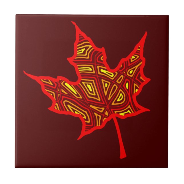 Fire Leaf Ceramic Tile (Front)