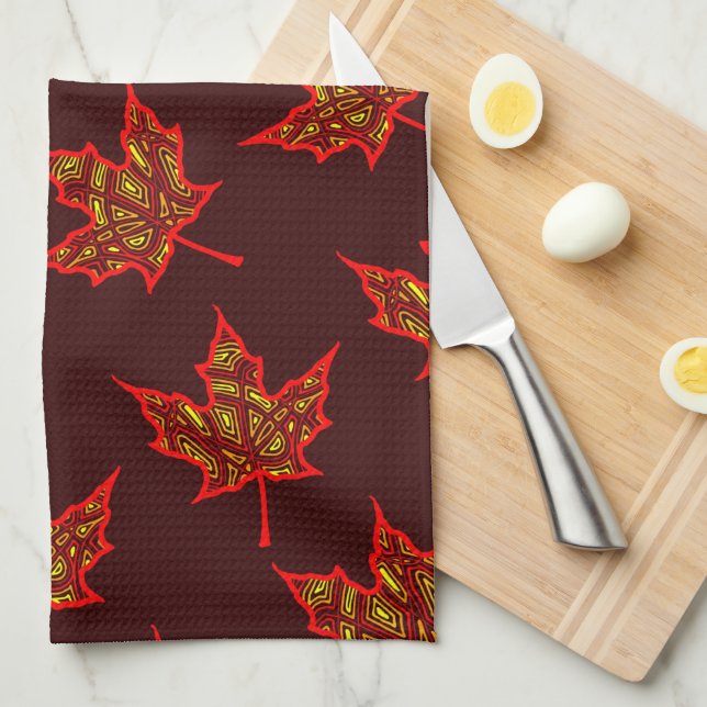 Fire Leaf Kitchen Towel (Quarter Fold)