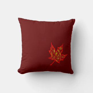 Fire Leaf Throw Pillow