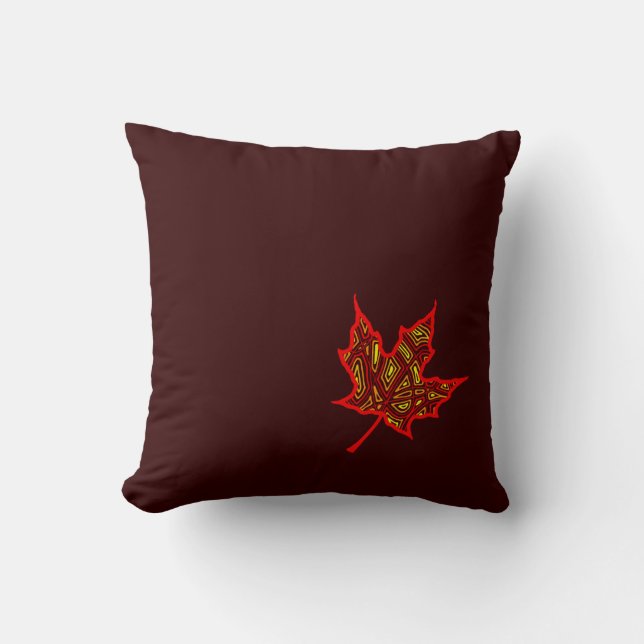 Fire Leaf Throw Pillow (Front)