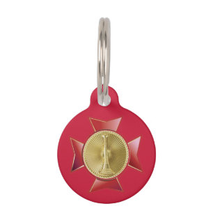 Fire Lieutenant 1 Bugle Maltese Cross Pet ID Tag