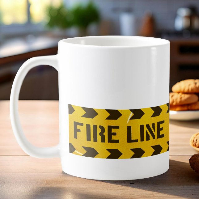 Fire line do not cross yellow stripes coffee mug (Creator Uploaded)