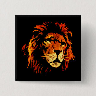 Fire Lion - African Lion King of the Jungle Pinback Button