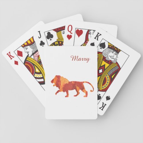 Fire Lion  Custom Name Playing Cards