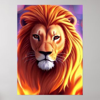 Fire Lion Poster by Allita at Zazzle