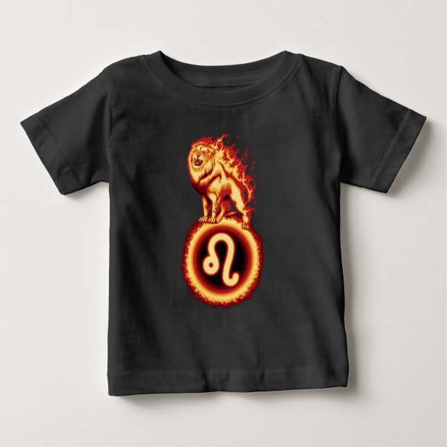 Fire Lion Symbol - Leo Zodiac Sign Baby T-Shirt (Front)