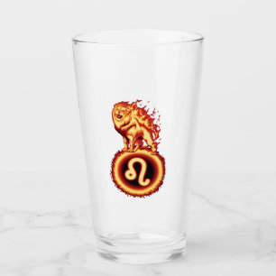 Fire Lion Symbol - Leo Zodiac Sign Glass