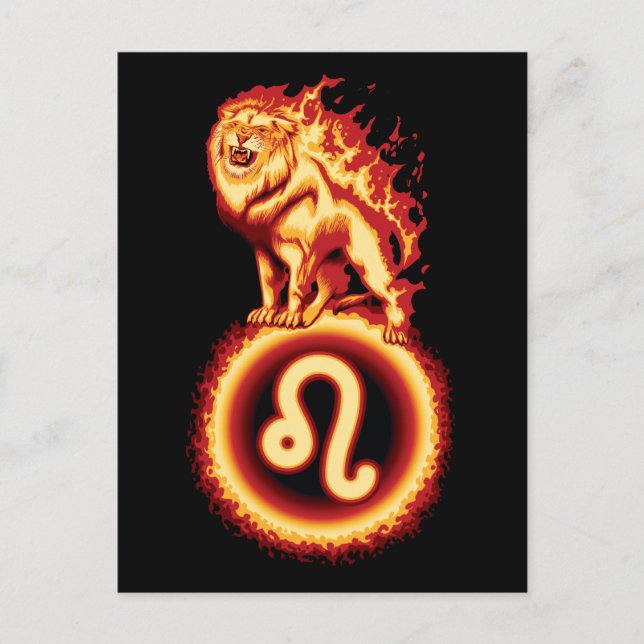 Fire Lion Symbol - Leo Zodiac Sign Postcard (Front)