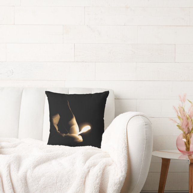Fire Lit Match Throw Pillow (Couch)