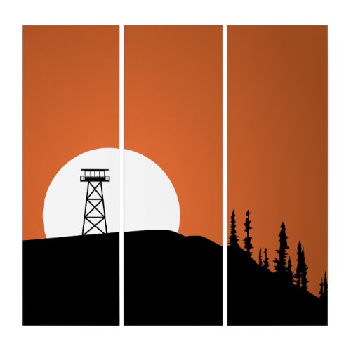 Fire Lookout Tower Sunset Triptych