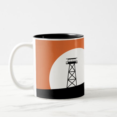 Fire Lookout Tower Sunset Two_Tone Coffee Mug