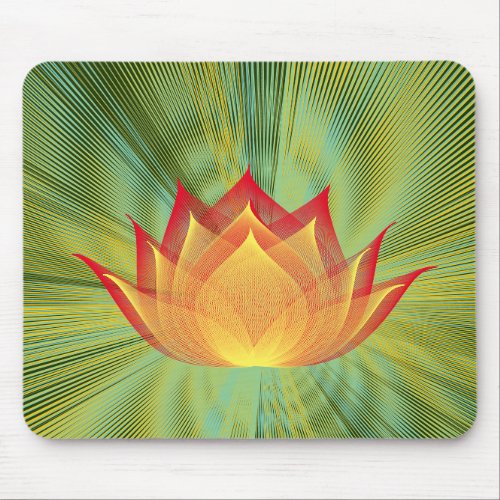 Fire Lotus Black Red Yellow Green Floral Template Mouse Pad