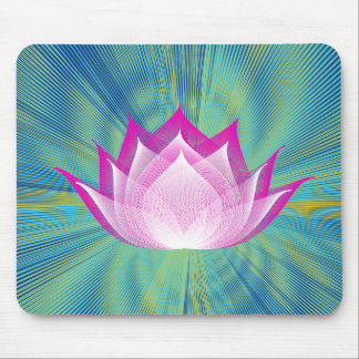 Fire Lotus Black Teal Pink Green Floral Template Mouse Pad