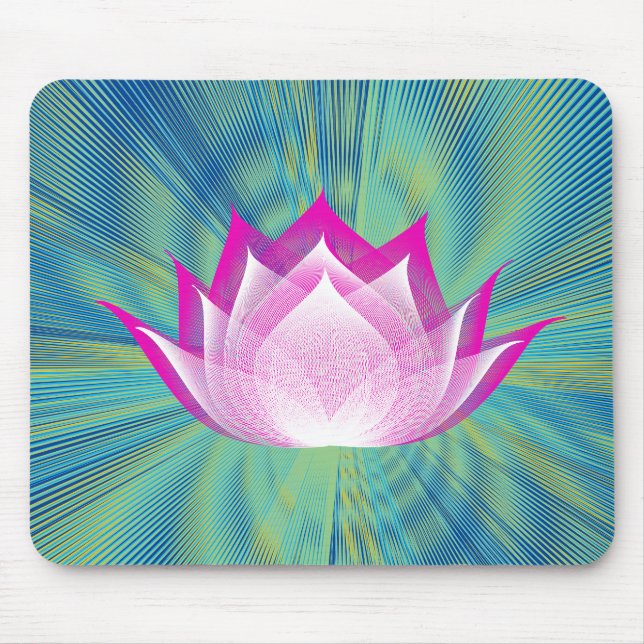 Fire Lotus Black Teal Pink Green Floral Template Mouse Pad (Front)