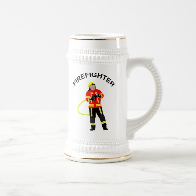 Fire man in use clothes beer glass stein (Right)