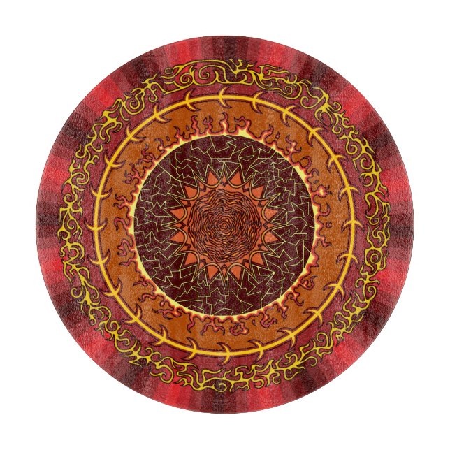 Fire Mandala Glass Cutting Board (Front)