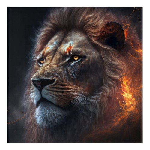 Fire Mane Lion Acrylic Print