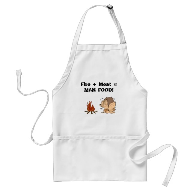 Fire + Meat = MAN FOOD! Adult Apron (Front)