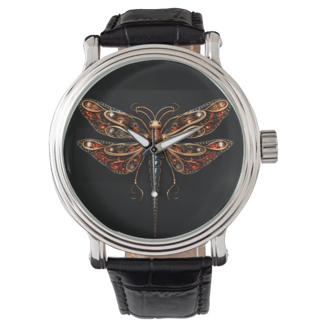 fire metal dragonfly pillow watch (Front)