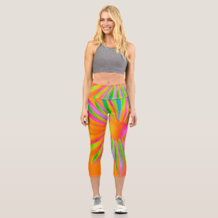 FIRE MULTI COLOR FANTASY FLORAL DESIGN CAPRI LEGGINGS