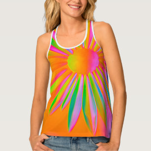 FIRE MULTI COLOR FANTASY FLORAL DESIGN TANK TOP