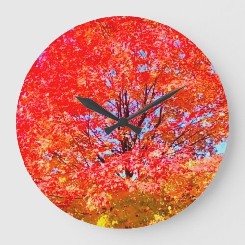 Fire Of Life Colorful Tree In Fall Large Clock