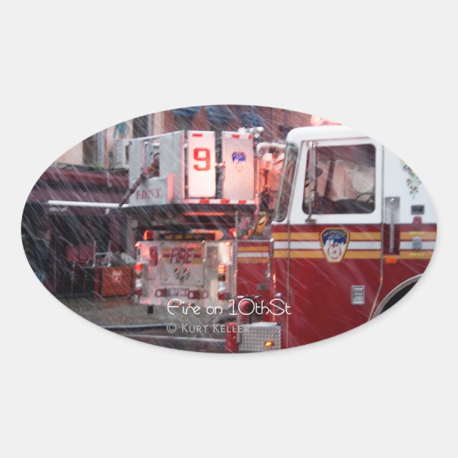 Fire On 10th ST Oval Sticker (Front)