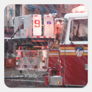 Fire On 10th ST Square Sticker