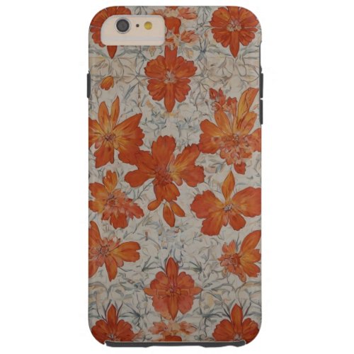 Fire Opal Blossom Shiny Minimalist Floral  Tough iPhone 6 Plus Case