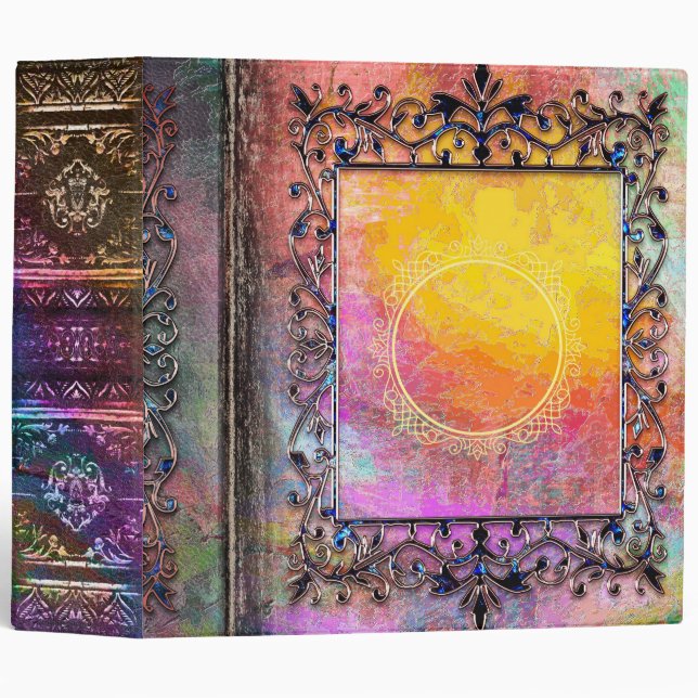 Fire Opal Celtic Sun Fairy Ancient Tome 3 Ring Binder (Front/Spine)